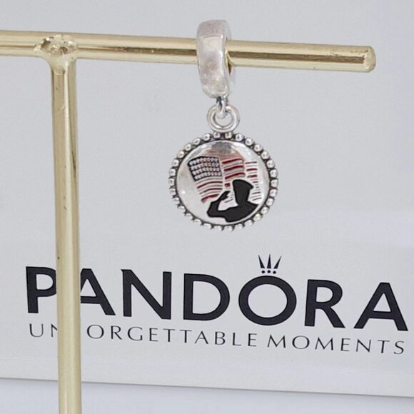 Pandora Jewelry - Pandora American Flag and Soldier Police Dangle Charm Exclusive Pendant with box